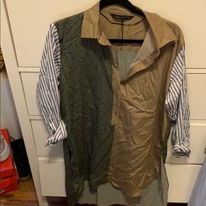 Zara oversized striped button down blouse